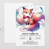 Happy Digital Fox Geburtstag Einladung (Vorne/Hinten)