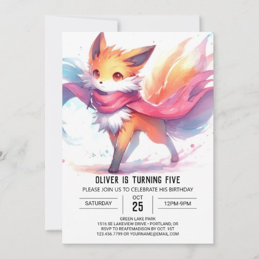 Happy Digital Fox Geburtstag Einladung (Vorderseite)