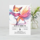 Happy Digital Fox Geburtstag Einladung (Stehend Vorderseite)