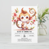 Happy Digital Monkey Geburtstag Einladung (Stehend Vorderseite)