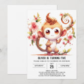 Happy Digital Monkey Geburtstag Einladung (Vorne/Hinten)