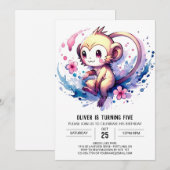 Happy Digital Monkey Geburtstag Einladung (Vorne/Hinten)