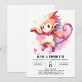 Happy Digital Monkey Geburtstag Einladung (Vorne/Hinten)