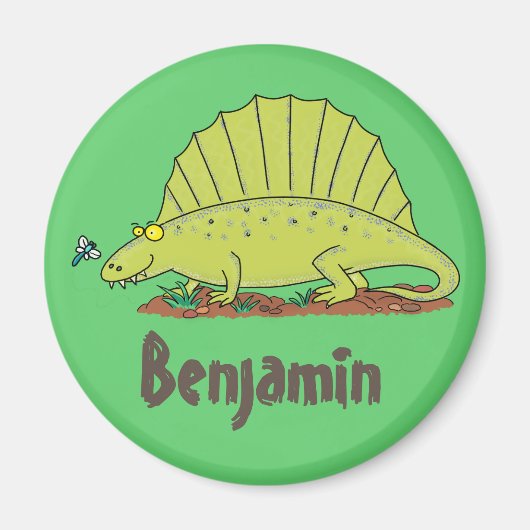 Happy Dimetrodon Dinosaurier Cartoon Magnet (Vorne)