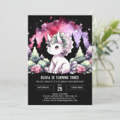 Happy Dino Triceratops Geburtstag Einladung (Stehend Vorderseite)