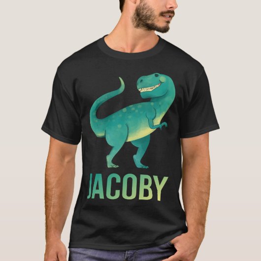 Happy Dinosaur - Jacoby Name T-Shirt (Vorderseite)