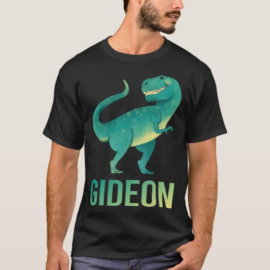 Happy Dinosaur - Name Gideon T-Shirt (Vorderseite)