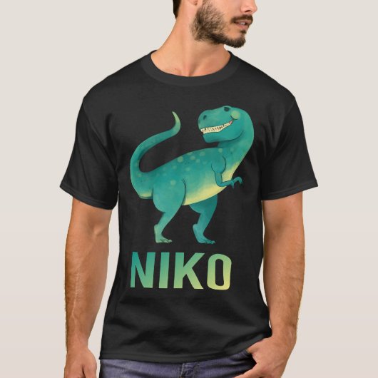 Happy Dinosaur - Niko Name T-Shirt (Vorderseite)