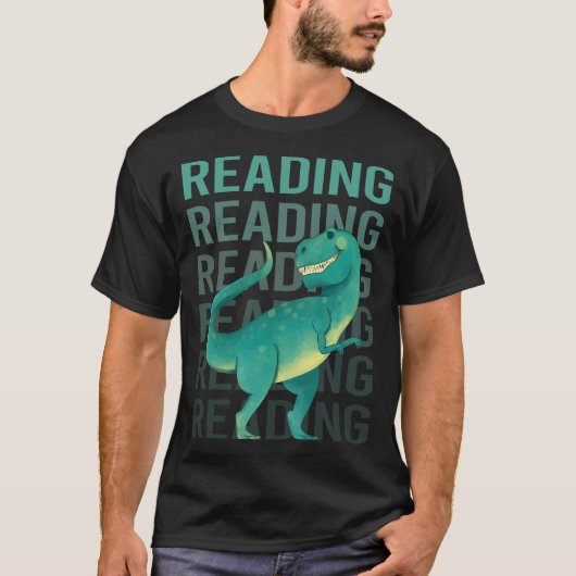Happy Dinosaur Reading T-Shirt (Vorderseite)
