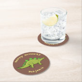 Happy Dinosaurier Stegosaurus Cartoon Runder Pappuntersetzer (Vor Ort)