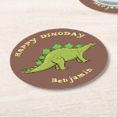 Happy Dinosaurier Stegosaurus Cartoon Runder Pappuntersetzer (Angewinkelt)