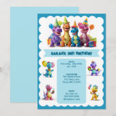 Happy Dinosaurier zum Geburtstag Einladung (Vorne/Hinten)