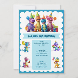 Happy Dinosaurier zum Geburtstag Einladung