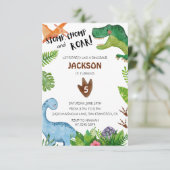 Happy Dinosaurs Birthday Einladung (Stehend Vorderseite)