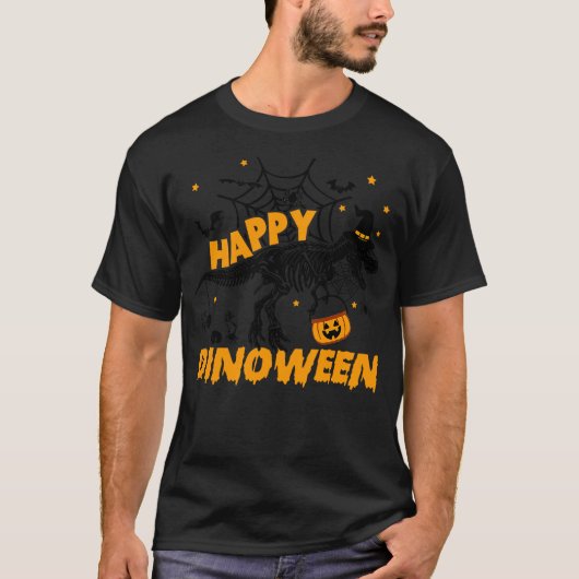 Happy Dinoween Funny Dinosaur Skeleton Halloween K T-Shirt (Vorderseite)