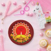 Happy Diwali 20xx Add Year oder Text Marigolds 7" Pappteller (Party)
