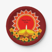 Happy Diwali 20xx Add Year oder Text Marigolds 7" Pappteller (Vorderseite)