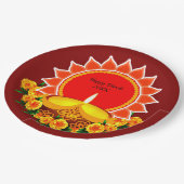 Happy Diwali 20xx Add Year oder Text Marigolds 9" Pappteller (Schrägansicht)