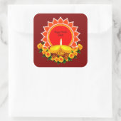 Happy Diwali 20xx Add Year oder Text Marigolds Quadratischer Aufkleber (Tasche)