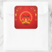 Happy Diwali 20xx Add Year oder Text Red Gelb Quadratischer Aufkleber (Tasche)