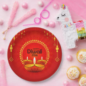 Happy Diwali 20xx Add Year oder Text Red Yellow 9" Pappteller (Party)