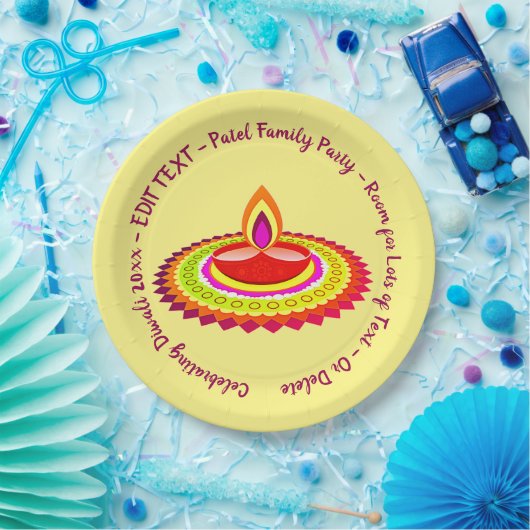Happy Diwali 20xx Add Year Text Gelb Lila 9" Pappteller (Party)