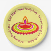 Happy Diwali 20xx Add Year Text Gelb Lila 9" Pappteller (Vorderseite)