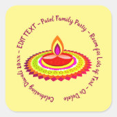 Happy Diwali 20xx Add Year Text Gelb Lila Quadratischer Aufkleber (Vorderseite)