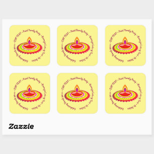 Happy Diwali 20xx Add Year Text Gelb Lila Quadratischer Aufkleber