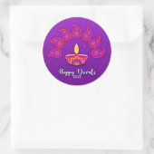 Happy Diwali Add Year 20xx Lila Gelb Rot Runder Aufkleber (Tasche)
