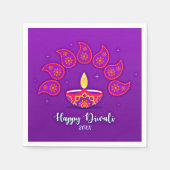 Happy Diwali Add Year 20xx Lila Gelb Rot Serviette (Vorderseite)