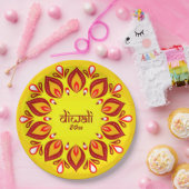 Happy Diwali Add Year Yellow Red 9" Pappteller (Party)