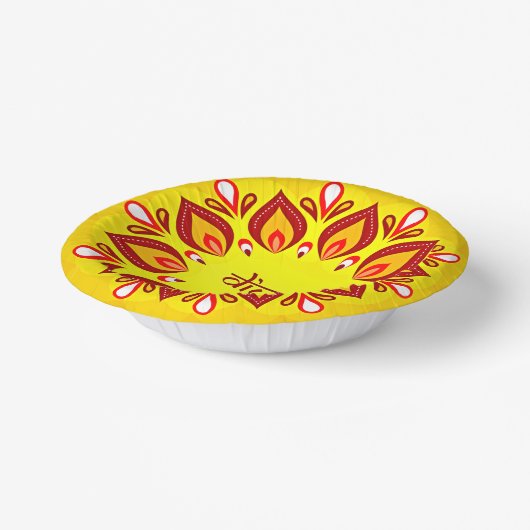 Happy Diwali Add Year Yellow Red Pappteller (Gewinkelt)