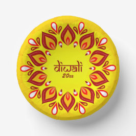 Happy Diwali Add Year Yellow Red Pappteller