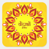 Happy Diwali Add Year Yellow Red Quadratischer Aufkleber (Vorderseite)