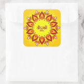 Happy Diwali Add Year Yellow Red Quadratischer Aufkleber (Tasche)