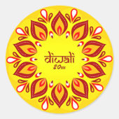 Happy Diwali Add Year Yellow Red Runder Aufkleber (Vorderseite)