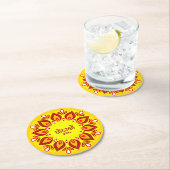 Happy Diwali Add Year Yellow Red Runder Pappuntersetzer (Vor Ort)