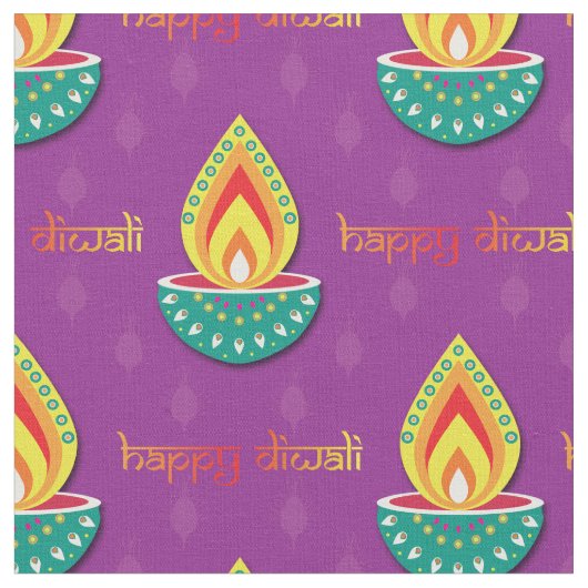 Happy Diwali auf lila Stoff (Nahaufnahme)