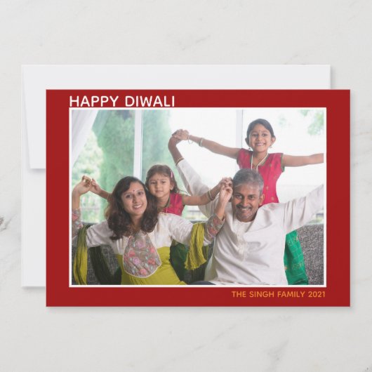 Happy Diwali Beautiful Family Foto Red Card (Vorderseite)