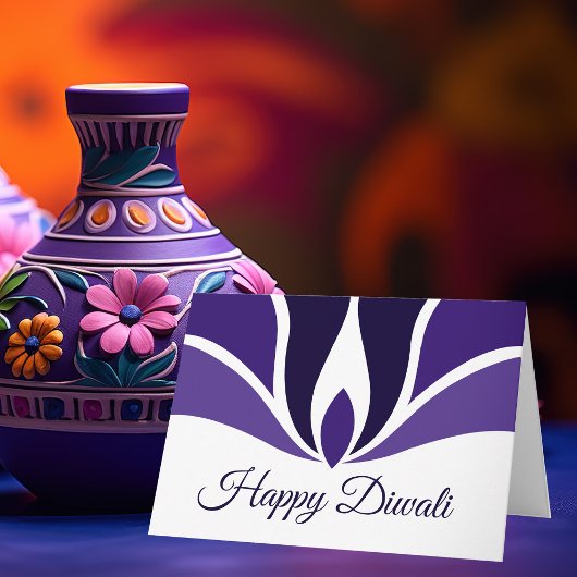 Happy Diwali Beautiful Lila Custom Feiertagskarte