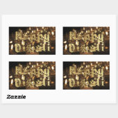 Happy Diwali Black and Gold Candlelight Stars Rechteckiger Aufkleber (Blatt)