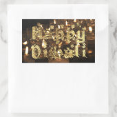Happy Diwali Black and Gold Candlelight Stars Rechteckiger Aufkleber (Tasche)