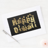 Happy Diwali Black and Gold Elegante Stars Text Rechteckiger Aufkleber (Umschlag)