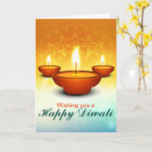 Happy Diwali Blitzlampen Öl goldgrün Karte (Gelbe Blume)