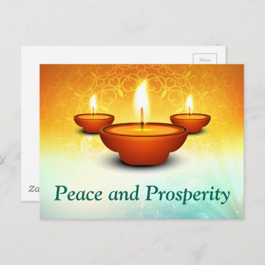 Happy Diwali Blitzlampen Öl goldgrün Postkarte (Vorne/Hinten)