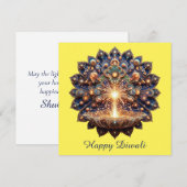 Happy Diwali Blue Gold Festival Feiertagskarte (Vorne/Hinten)