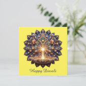 Happy Diwali Blue Gold Festival Feiertagskarte (Stehend Vorderseite)