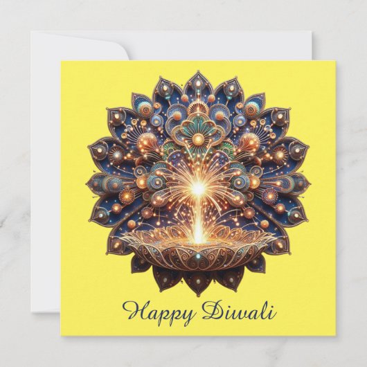 Happy Diwali Blue Gold Festival Feiertagskarte (Vorderseite)