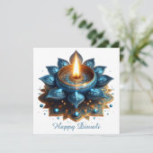 Happy Diwali Blue Gold Festival Feiertagskarte (Stehend Vorderseite)
